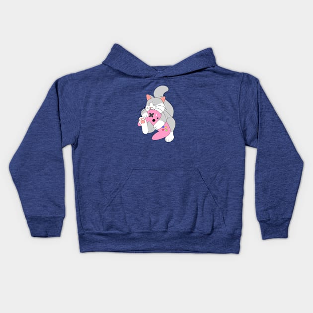 Gamer Cat Pink Kids Hoodie by HugSomeNettles